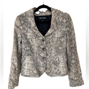Giorgio Armani Goat leather snake print blazer jacket